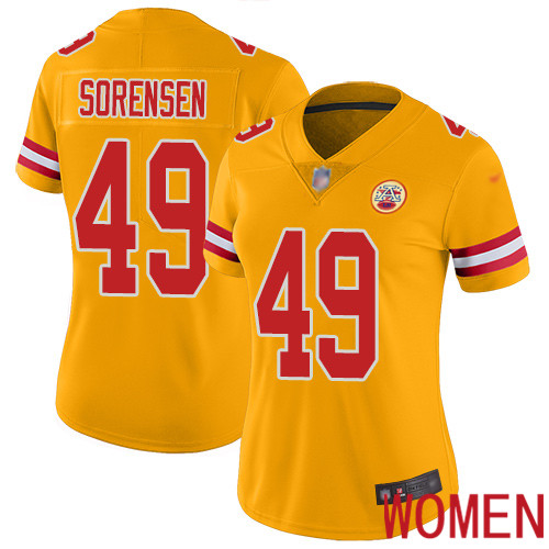 Women Kansas City Chiefs 49 Sorensen Daniel Limited Gold Inverted Legend Nike NFL Jersey